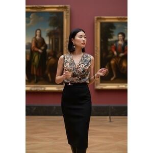 DESIGNER LIDA BADAY Sleeveless BlouseSize 8 Watercolors Elegant